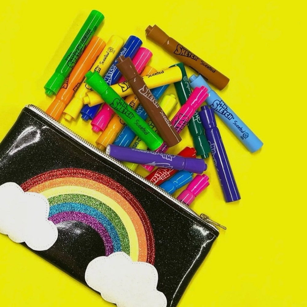 Julie Mollo Rainbow Cloud Clutch Glitter Zip Pouch NWT Sparkly Cosmetic Bag